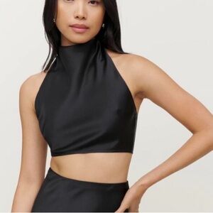 Reformation Silk Halter Top Crop Top Size Medium